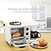 Elite Cuisine EBK-200 3-in-1 Breakfast Station, 4 Cup Coffeemaker, Toaster Oven with Timer, Griddle, White