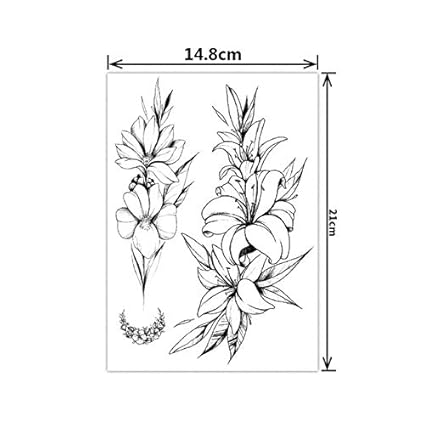 Lihaohao Mode Noir Blanc Fleur De Tatouage Autocollant
