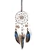 DrCor Mini Dream Catcher for Car Beaded Natural Feathers and Handmade Gray Weave Web Come with Kraft Gift Bag Boho Chic Hanging Ornaments Mirror Room Bedroom Teepee Decor Native American Ring