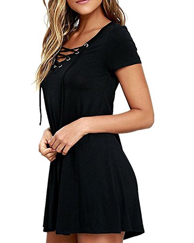 Fall Deals!Women'S Dresses,Women'S Plus Size Lace Up Gothic Short Sleeve Shaping with Straps Long Dress,Black,L