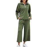 AGSEEM Lounge Sets for Women, Women's 2 Piece Outfits Long Sleeve 1/4 Zip Pullover Cropped Pants 2PC Outfit Comfy Sweatsuits