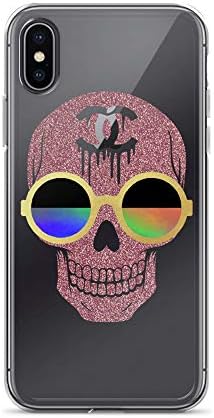 iPhone X Phone Case, Designer CC Dripping Glitter Skull Cell Phone Case