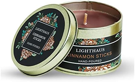 Lighthaus Candles Gold Tin Jar Scented Candle in Cinnamon Stick Aroma | Candle for Gifting