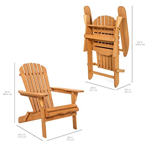 Best Choice Products Folding Adirondack Chair Outdoor Wooden Accent