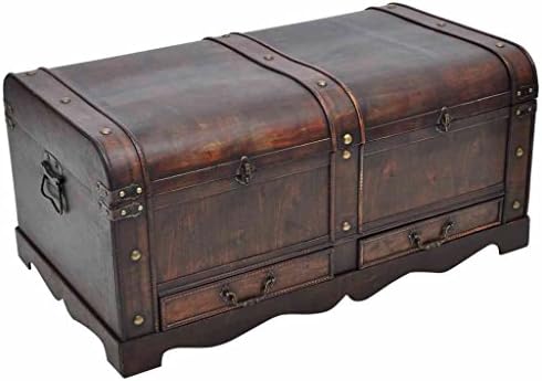 Vidaxl Wooden Treasure Chest Coffee Table With A Lathch Two Side Handles Portable Large Storage Case Organiser Container Decor Vintage Retro Brown Baskets Bins Amazon Com Au