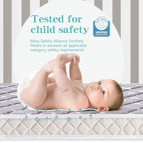 Tiankehan Premium Hypoallergenic Baby Crib Mattress and Toddler Mattress - 52" x 27.6" x 5" - Breathable - Firm Soft - Fits Standard Cribs and Toddler Beds
