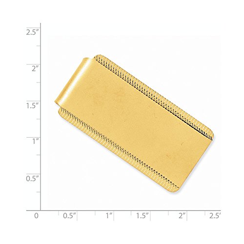 14k Satin Polished Engraveable Edged-Design Money Clip