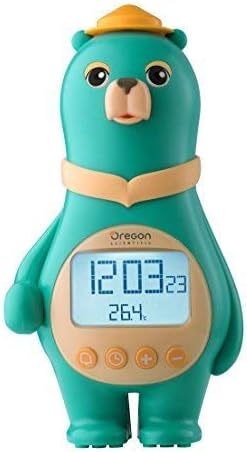 Oregon ScientificBC100A_G Model BC100 Big Bear Clock with Temperature and Calendar, LCD Display with Backlight, LEGO-like Feet for Placement on Any LEGO Base-plate, Green
