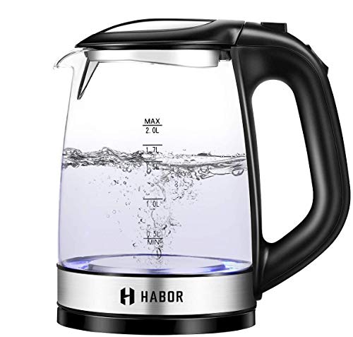 Habor Electric Kettle(BPA Free), 2L Glass Electric Tea Kettle, Cordless with LED Indicator, Water Boiler with Boil-Dry Protection, Stainless Steel Inner Lid & Bottom - Thumbnail 7