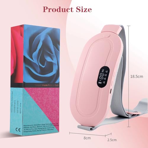 Period Heating Pad, DMG Cordless Electric Heating Belt, Rapid Heating Pad with 3 Heating Levels and 4 Vibrating Massage Modes, Period/Period, Back or Belly Pain Relief for Women or Girls (A)