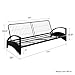 DHP Alessa Futon with Modern Metal Frame, Multifunctional Converts from Sofa to Bed, Full, Black