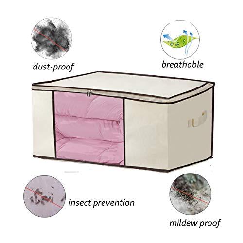 KEEGH Clothes Storage Bags Organizer Set of 3 Foldable Large Oxford Breathable Comforter Blanket Storage Containers with Zippers Perfect for Closet Seasonal Clothing Sheet Pillows