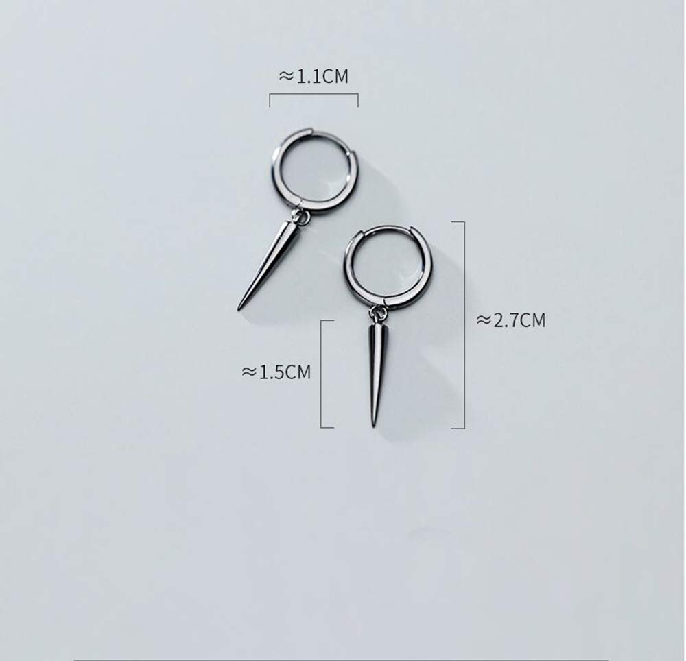 Dtja Minimalist Spike Dangle Drop Hoop Earrings for Women Girls 925 Sterling Silver Charms Hoops Cuff Cartilage Stud Tragus Helix Wrap Geometric Hypoallergenic Fashion Personalized Punk