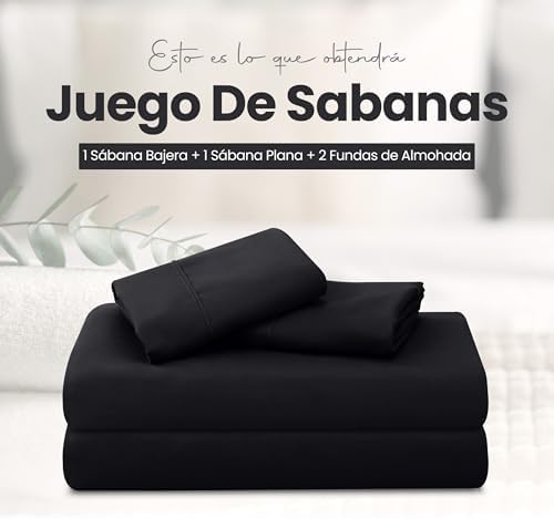 Conjunto de Folhas de 4 Peças, 150x200cm, Preto