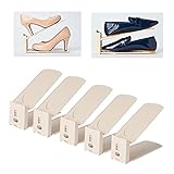HARRA HOME Premium 3step Adjustable Shoe Slots Space Saver, Easy Shoe Slotz Organizer Double Shoe Rack Storage For Closet, Shoes Holder For Sneaker booties High heels Flats Sandals, Set of 5
