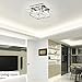 Ganeed 7.9Inch Modern Crystal Chandeliers,LED Ceiling Light,LED Stainless Steel Crystal Mini Square Flush Mount Ceiling Light for Dining Room Living Room Bedroom Hallway (12W / 6500K / Cool White)