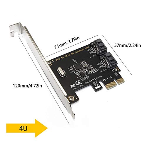 Per PCI Express SATA 3.0 Controller Card 2 Port PCIe to SATA III 6GB/s Internal Adapter Converter for Desktop PC,PCI-E to SATA 3.0 Disk Array Card Hard Drive Expansion Card