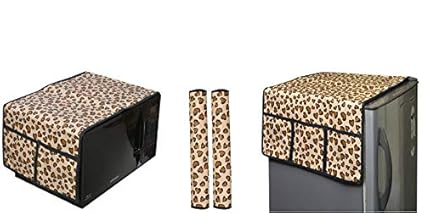 JASS HOME DECOR Modern PVC Waterproof Kitchen APPLIANCES Cover (Fridge TOP + Handle Cover + Microwave Cover