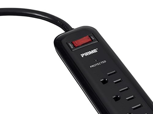 6 Outlet Surge Protector Power Strip with Low-Profile Plug with 4ft Cord, 1000 Joules, Black