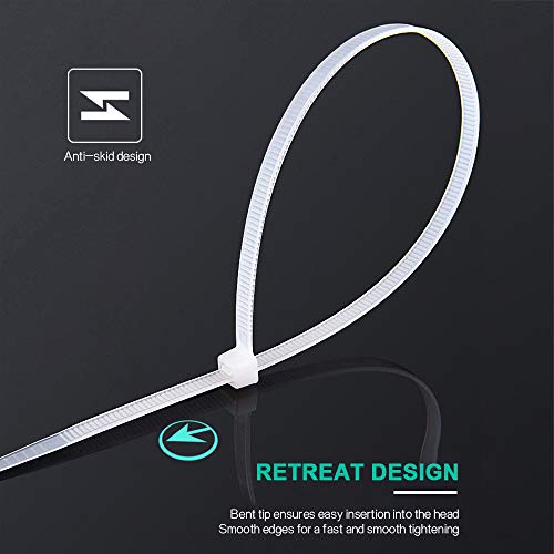Multi-Purpose Nylon Zip Ties - (100 Piece) 4 Inch Self Locking Cable Ties.White - Thumbnail 7