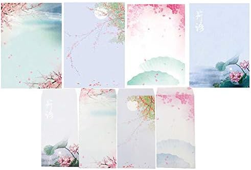 QingLanJian Charming Flower Classic Aged Vintage Stationary Paper and Envelopes Set-32 sheets writing paper and 16pcs Envelopes