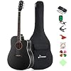 Donner Akustikgitarre Set 41 Zoll Cutway Gitarre Anfänger mit Gigbag Capo Tuner Plektren Gurt Saiten (Schwarz, DAG-1CB)