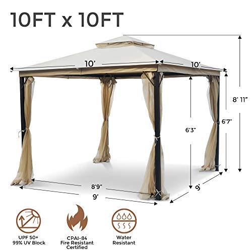 AsterOutdoor 10x10 Outdoor Gazebo for Patios Canopy for Shade and Rain