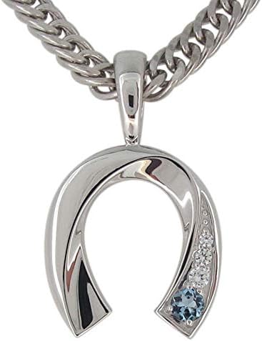 ホワイトゴールド 18金 K18 18k ネックレス 馬蹄 ホースシュー メンズペンダント 喜平 アクアマリンサンタマリア