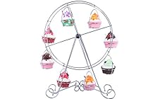 Ferris Wheel Cupcake Dessert Stand Carrier Holder - Steel Wire Frame - for Circus Theme Parties, Birthdays, Weddings, & More - Holds 8 Cupcakes - 17 Inches