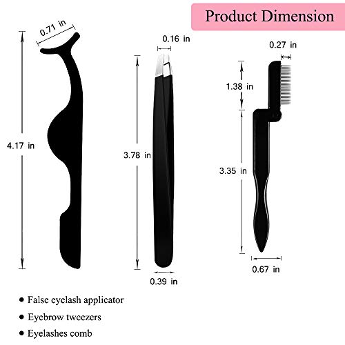 SENXILLER Eyelash Comb Metal Teeth and Folding, False Eyelash Applicator Tool Extension Tweezers Remover Clip Tweezers Nipper (Black) - Thumbnail 6