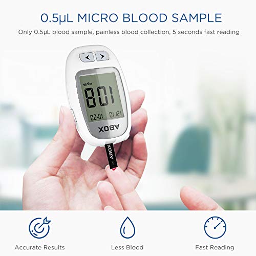 ABOX Blood Glucose Test Strips, 50 Test Strips + 50 Lancets