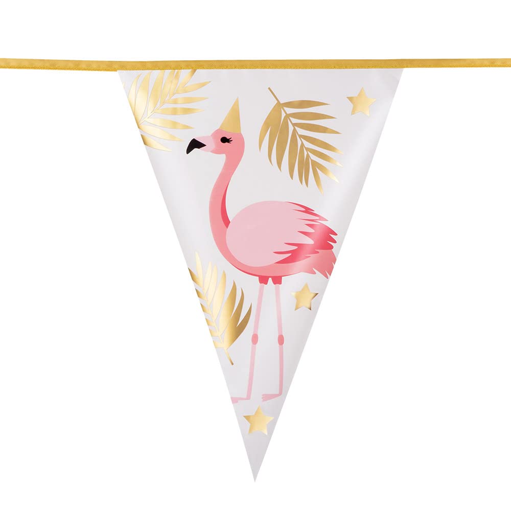 Boland 10201491 Bol52550 Garland with Plastic Bunting Tropic Flamingos, Multi-Coloured, Taglia Unica