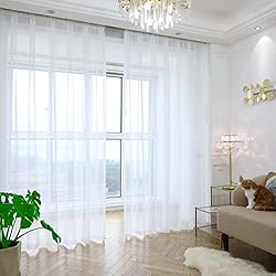 PHILEASY Window Sheer White Curtains 120 Inches