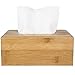 Decorative Beige Bamboo Facial Tissue Cover/Refillable Wooden Kitchen Napkin Holder & Dispenser