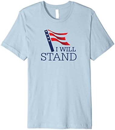 Mens I Will Stand American Flag USA - T shrit Tee XL Baby Blue