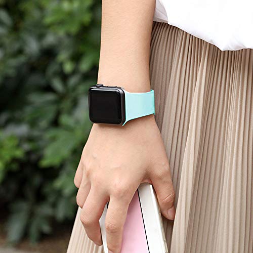 DaQin Compatible with Apple Watch Band 40mm 38mm, Sport Silicone Replacement Bands for iWatch Series 4 Series 3/2/1, Blue sea/Green/Lilac, S/M