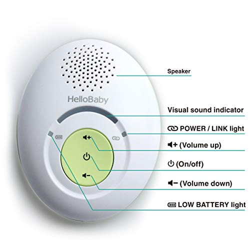 hellobaby hb178 monitor de audio para bebés con hasta 1,000 pies de alcance, indicador de sonido, transmisión digitalizada, audio unidireccional