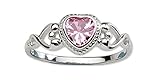 Sterling Silver October CZ Simulated Birthstone Baby Ring with Heart
