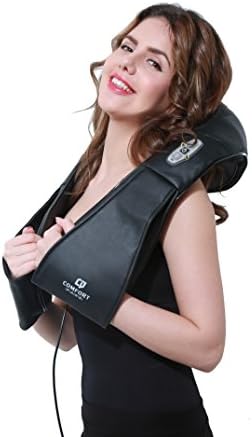 2017 Newest Comfort Paws 4D Deep Kneading Shiatsu Home &amp; Car Massager with Infrared Heat/ Portable Neck, Shoulder, Back, Waist, Full body Massager Pillow/Speed Control, Bi-Direction Control (Black)
