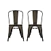 DHP Fusion Metal Dining Chair with Wood Seat, Distressed Metal Finish for Industrial Appeal, Set of two, Copper