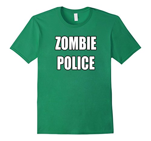 Mens Zombie Police Shirt Apocalyptic Costume Party Halloween Large Kelly Green