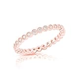 Rose Gold Tone Sterling Silver Simulated Diamond Stackable Eternity Ring - Size 7