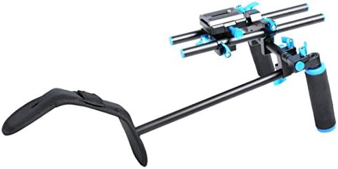 Annsm Professional Video Shoulder Support Rig for for DSLR Camera/Camcorder Such as Sony Nikon Canon with Curved Shoulder Support Pad Wrapped with Cloth, Dual-Hand Handgrips