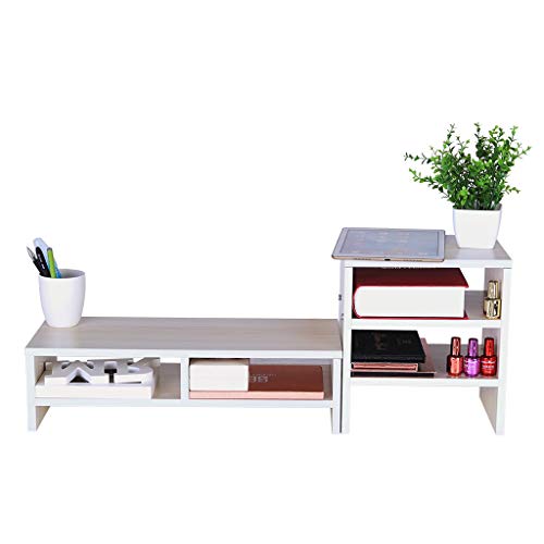 US Fast Shipment Quaanti Monitor Stand Computer Riser Laptop Cellphone TV Printer Stand with 3-Tier Desktop Bookshelf Countertop Bookcase,Book Storage Organizer Display Shelf Rack Home Office (White) - Thumbnail 5
