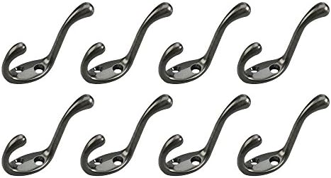 8x Wall Mounted Coat and Hat Hook Antique Nickel Heavy Duty Hanger Rack