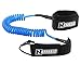 Super PREMIUM SUP Leash 10' COILED by 'Nemesis Surf' (tm) - Double Stainless Steel Swivels and Triple Rail Saver