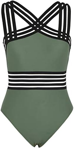 coastal rose Women's One Piece Swimsuit Crisscross Bathing Suit High Waisted Monokini Swimwear