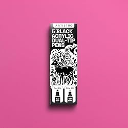 ARTISTRO 5 Black Dual-Tip Acrylic Paint Pens for