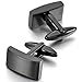 MOWOM Black 2PCS Stainless Steel Cufflinks Shirt Wedding Business
