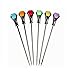 Prodyne DM-6-C Colorful Diamond-Head Martini Picks, Set of 6, Multicolor, 1oz